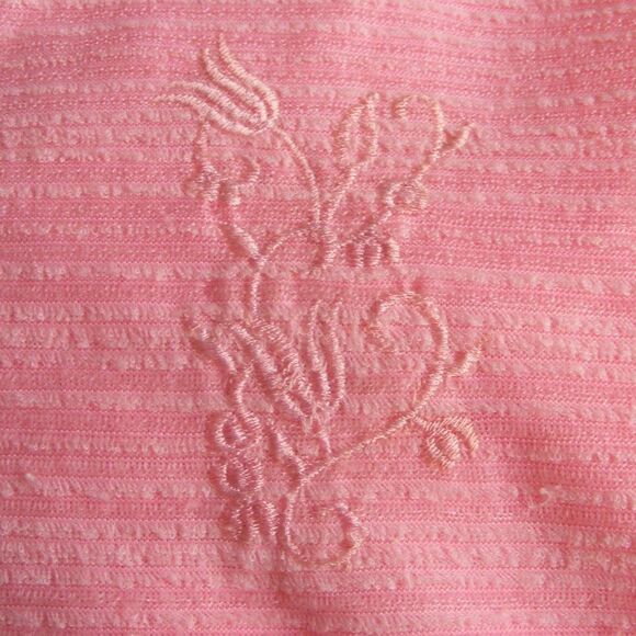 Elaine Reynolds Top, VINTAGE M/S, Pink Textured Terry, Short sleeve, V-neck - Picture 2 of 12